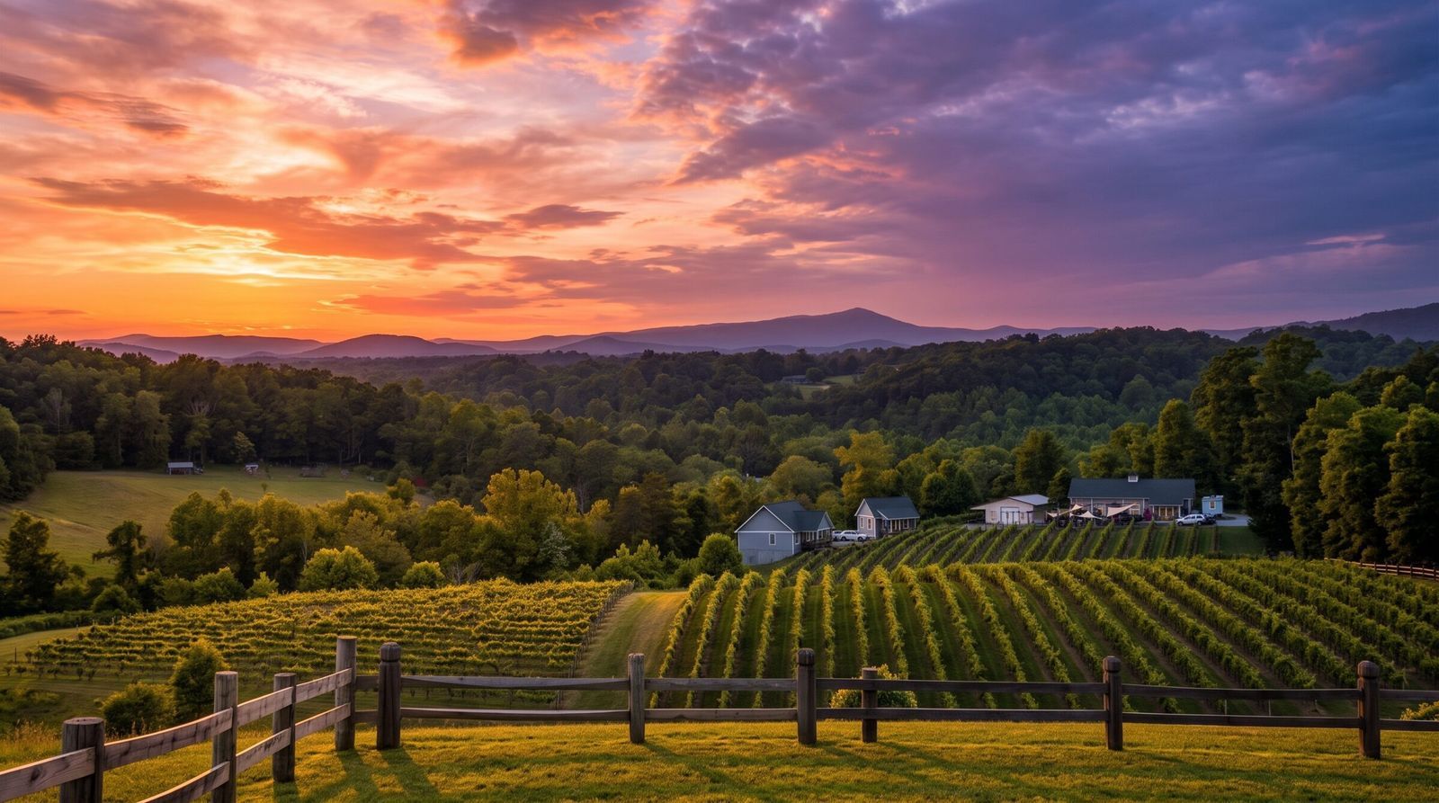The vineyard at sunset